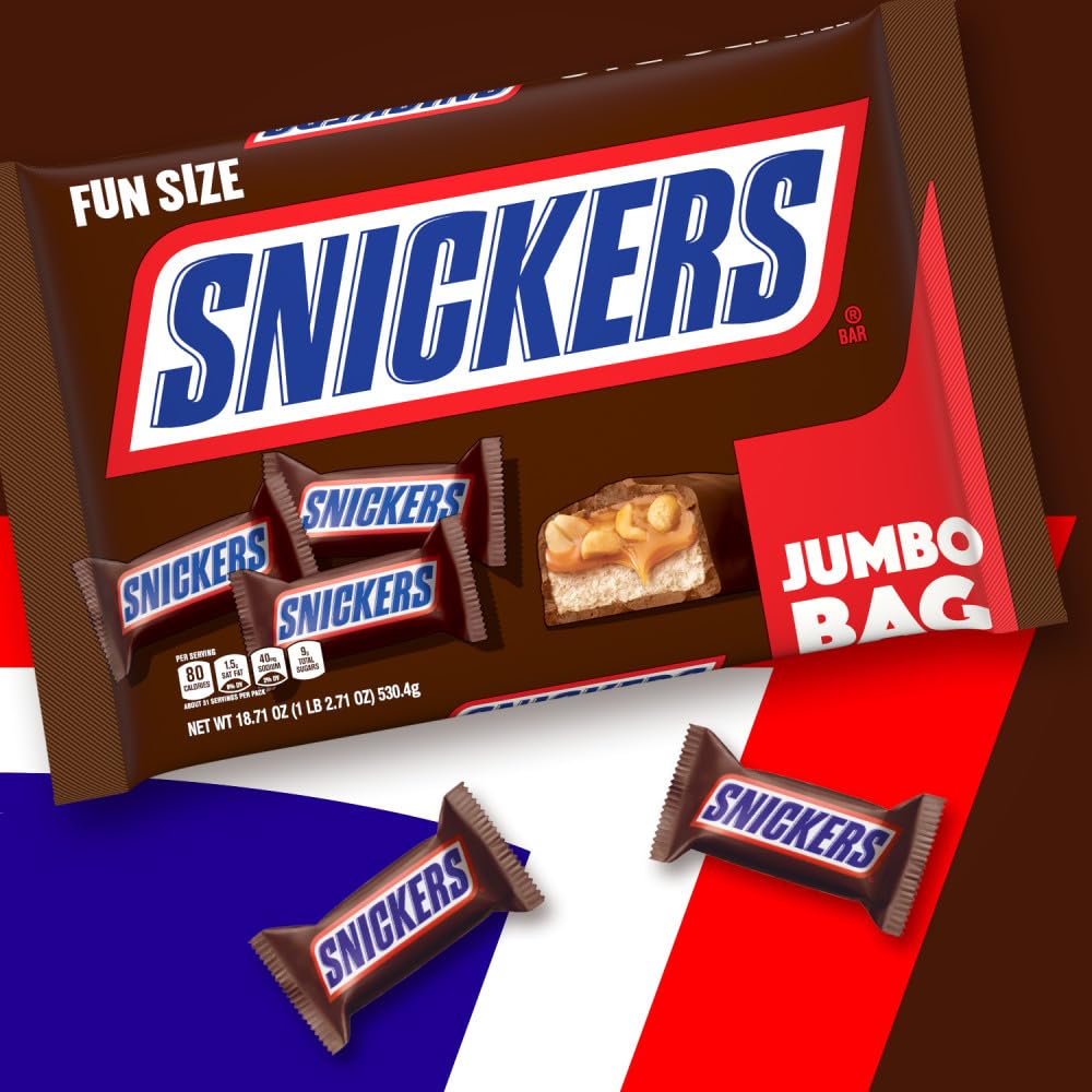 SNICKERS Fun Size Halloween Chocolate Candy Bars, 18.71 oz Jumbo